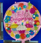 G – 014 globo feliz cumpleaños rosa muffins 45cm C25 1066
