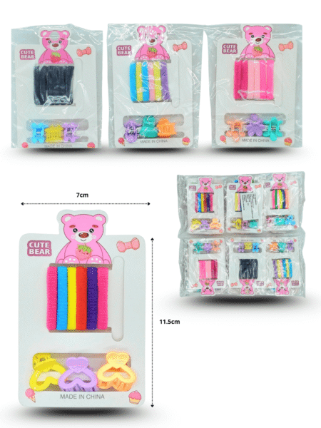 V - 485 ligas con piojitos set cute bear C/12 K-97