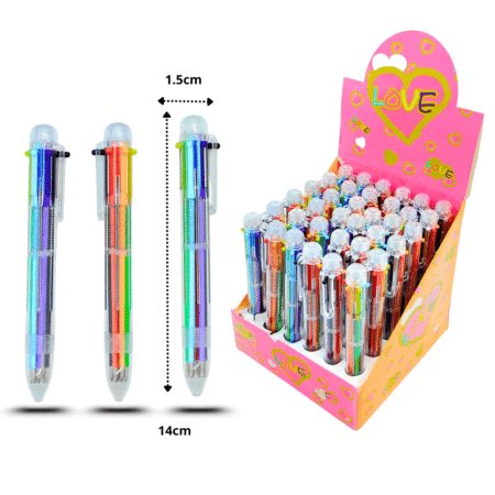 P - 834 pluma 6 tintas transparente love C/36 5H-1