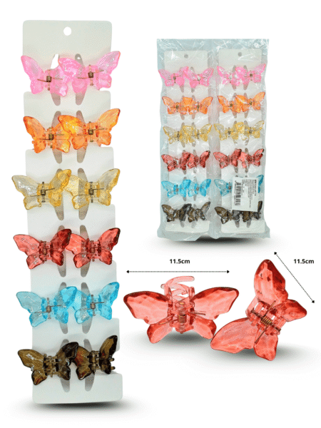 F - 008 pinza mariposa cristal chica par en tira C/12 pares 1242-3B-19