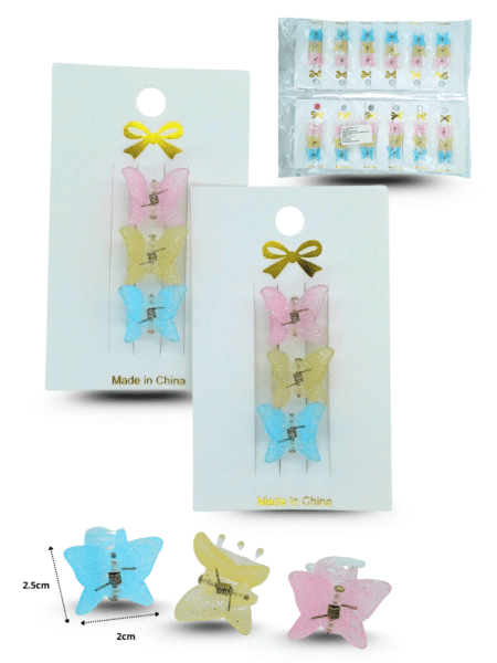 F - 024 pinza mini mariposo azúcar set 3 pzas C/12 ZD-88