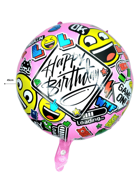 G - 059 globo emoji happy birthday redondo rosa 45cms F4902