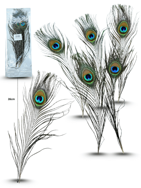 O - 011 pluma pavo real 26cm C/5 F6156