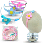 E - 025 diadema de plástico infantil con adorno variedad de colores C/12 G16-4A-11