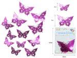 P – 029 mariposa acabado metálico decorativa set 12 pzas diferentes tamaños fucsia C10 0144
