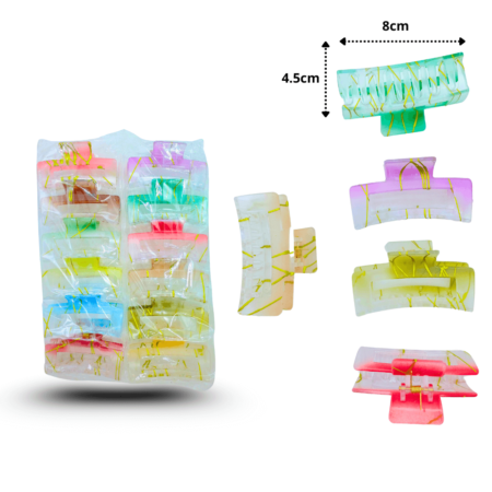 F - 077 pinza rectangular hueca hielo con líneas doradas 8cm C/12 EEO230735