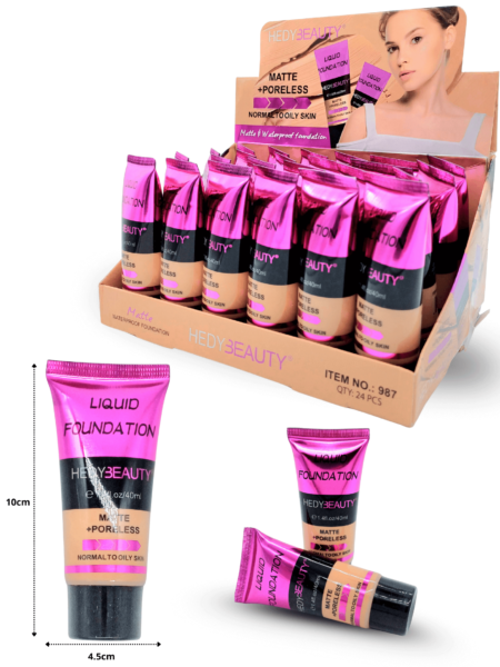 C - 129 maquillaje liquido HEDY BEAUTY matte poreless 50ml C/24 MW67-1H-13 o 987