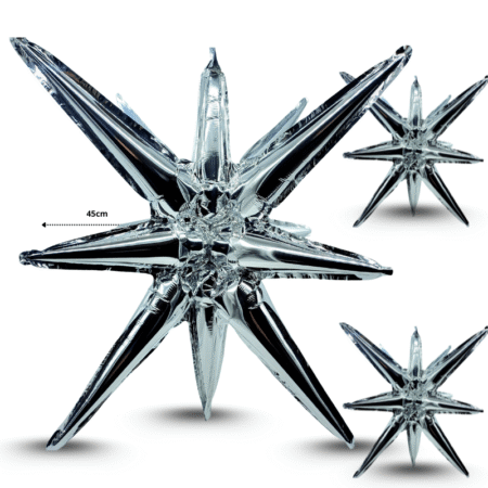 G - 009 globo estrella  3D 14 picos plata C/50  YS_6984