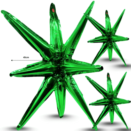 G - 016 globo estrella 3D 14 picos verde C/50  GR_747