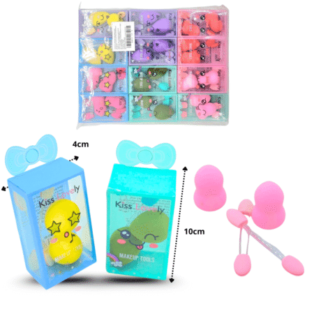 C - 020 esponja bombón mini con aplicador en caja set 4 pzas C/12 RM12-1F-3