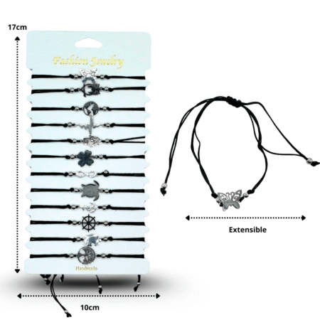 K - 078 pulsera hilo nefro con dije calado en tira C/12 RM1076-3B-2