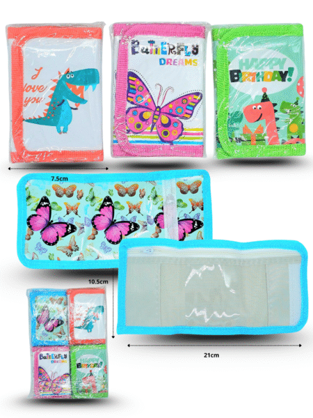 B - 019 cartera diseños mariposa y dinos C/12 D4017