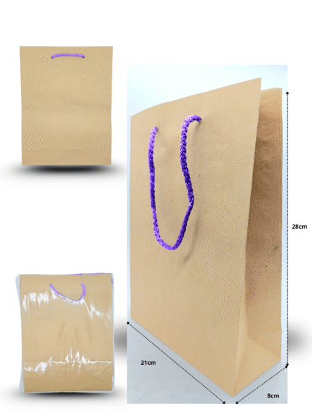 B - 402 bolsa mediana kraft  21cmx27cmx8cm C/12  CRS TRS