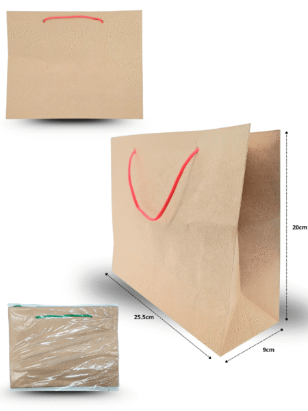B - 405 bolsa boutiquera kraft #21 25.5cmx20cmx9cm C/12 CRS TRS