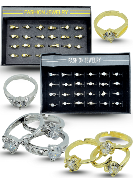 I - 001 anillo solitario ajustable plata y dorado C/24 248-1C-2