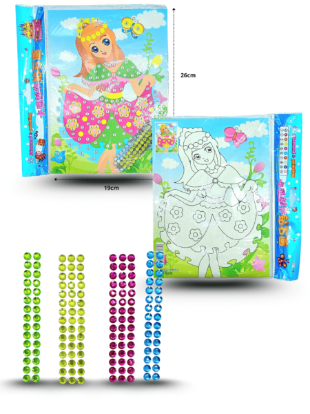 P - 001 dibujo con sticker joyas para decorar doble vista para colorear C/12 UG-0002E