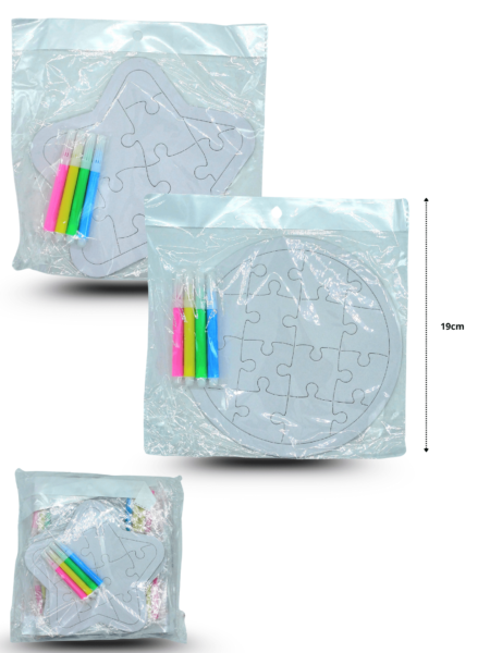 P - 011 rompecabezas figuras blanco con 4 plumines set 5 pzas C/12 B6160