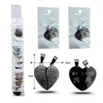 S - 006 dije doble figura corazón amistad y amor acero inoxidable en tira C/12 XH5470