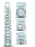 A – 001 arracada diferentes tamaños en tira color plata acero inoxidable C12 DG25-C1