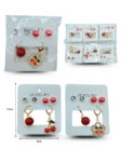 A - 016 arete frutos rojos dispares con 2 pares de broqueles set 3 pares C/12 25C-5