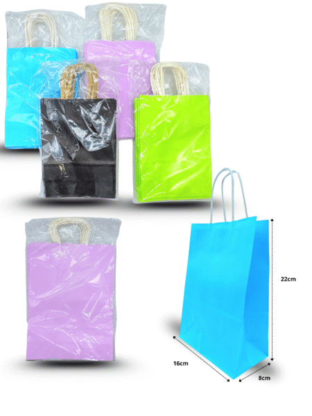 B - 002 bolsa para regalo color liso un solo color por paquete con asa de papel 22x16x8cm C/12 M687-3H-2