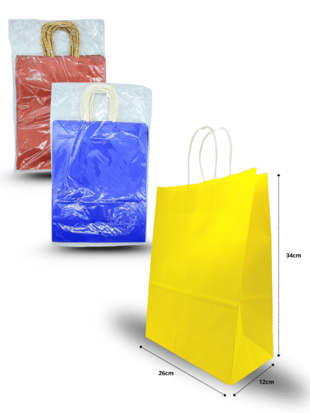 B - 012 bolsa para regalo color liso un solo color por paquete con asa de papel 34x26x12cm C/12 M687-3H-4