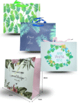 B - 024 bolsa de regalo boutiquera decorada hojas 32x26x11cm C/12 BPA-C0104