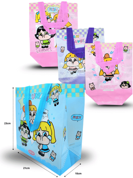 B - 029 bolsa plastificada decorada 23x21x10cm chicas super poderosas C/12 25I-81