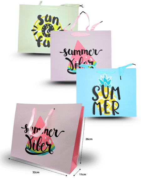 B - 033 bolsa boutiquera decorada summer 32x26x11cm C/12 BPA-C0102