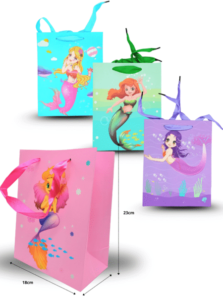 B - 097 bolsa de regalo decorada 18x23x10cm sirena C/12 BPA-C0125