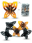 F – 035 pinza mariposa calada carey y negra brillosa y mate 6cm C12 C1515