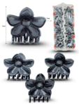 F - 348 pinza flor Hawaiana negra 7cm C/10 PLLZK
