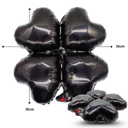 G - 504 globo trébol de corazones negro 45cm C/50 C1120
