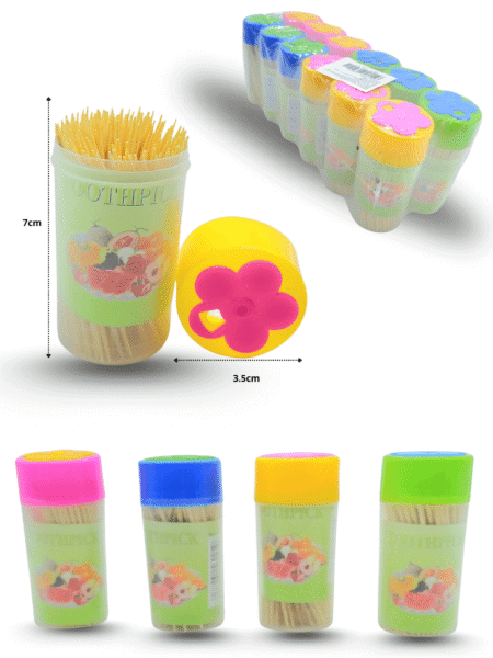 H - 019 palillo dental de bambú bote flor C/12 M80-5G-1 o PG-1006