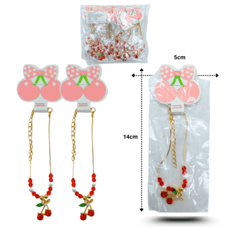 K - 003 pulsera cerezas y cristales C/12 25L-37