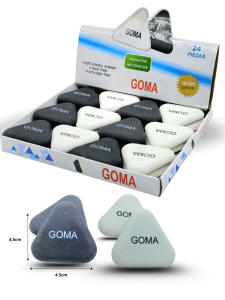 P - 052 goma borrador triangulo blanco y negro 4.5cm C/24 B8479