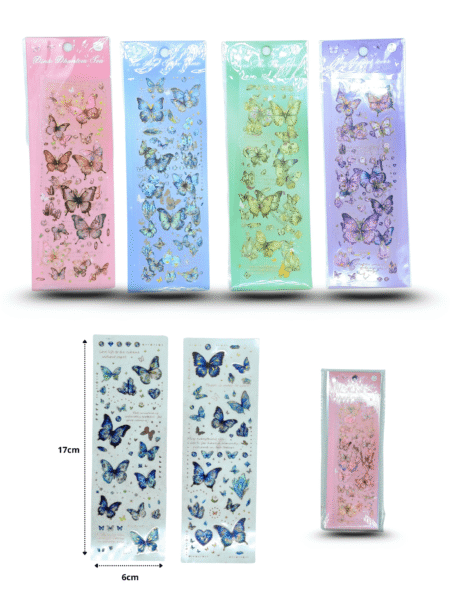 P - 080 sticker base translucida mariposa set 2 pzas 17x6cm C/12 F2304