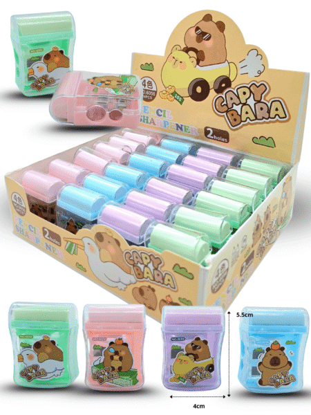 P - 087 sacapuntas doble con borrador decorado Capy Bara C/24 6056 o DG25-A54