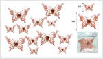 P - 095 sticker mariposa cobre para decoración plegable set 12pzas diferentes tamaños C/12 25C-98