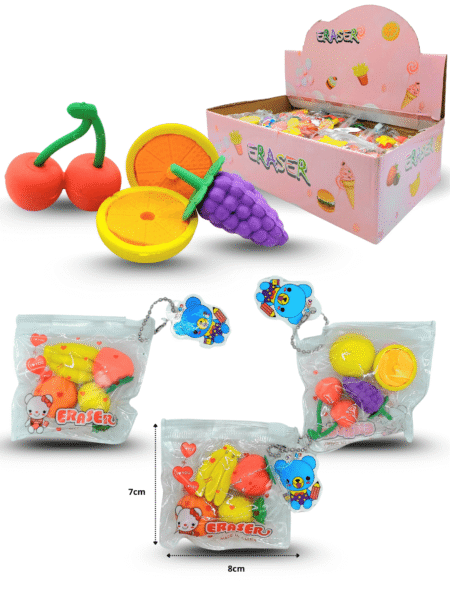 P - 164 goma frutas 3cm set 4 pzas C/30 B8514