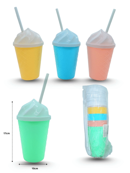 Q - 001 vaso popote tapa helado C/12 M36-10H-13