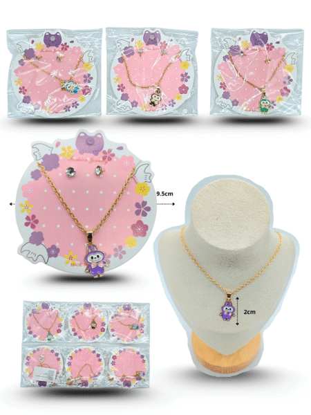 S - 001 collar LABUBU con par de broqueles set 2 pzas C/12 DG25-C11