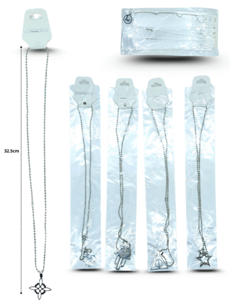 S - 016 collar largo acero inoxidable dije surtido C/12 SXL-4341