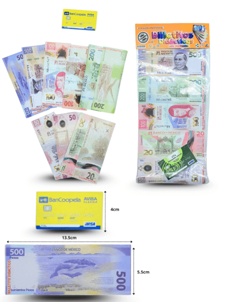 T - 501 billete didáctico con tarjeta bancaria set 11 pzas C/20 ROB GRC