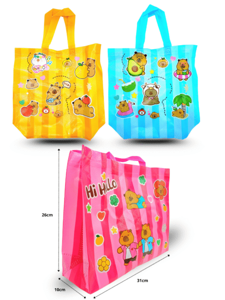 B - 001 bolsa plastificada boutiquera decorada capy bara 30x26x6cm C/12 53S-39