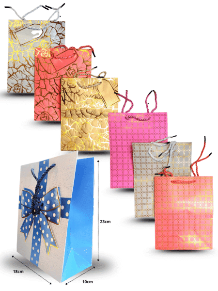 B - 010 bolsa de regalo cartón grueso con agujeta un solo modelo por paquete 23x18x10cm C/12 D4242