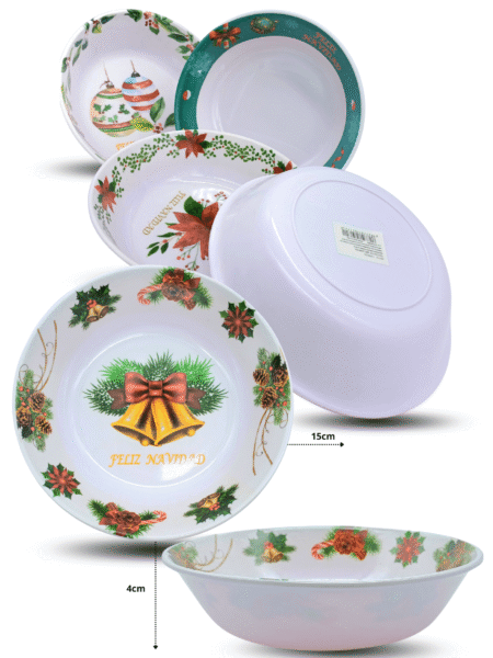 N - 001 tazón melamina 15cm decorado navidad C/10 J5171