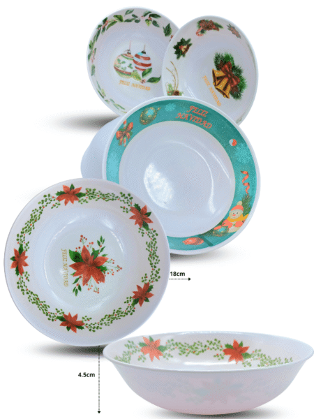 N - 002 tazón melamina 18cm decorado navidad C/10 J5172
