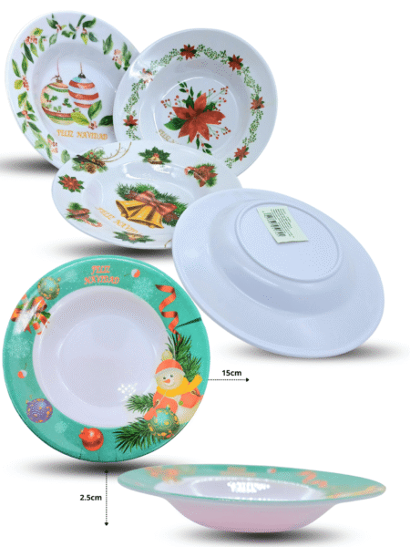 N - 003 plato sopero melamina 15cm decorado navidad C/10 J5174