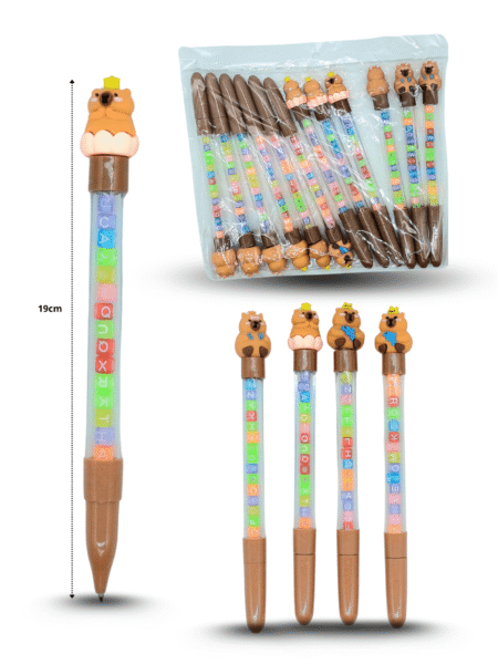 P - 114 pluma capy bara con cuentas letras C/12 6918